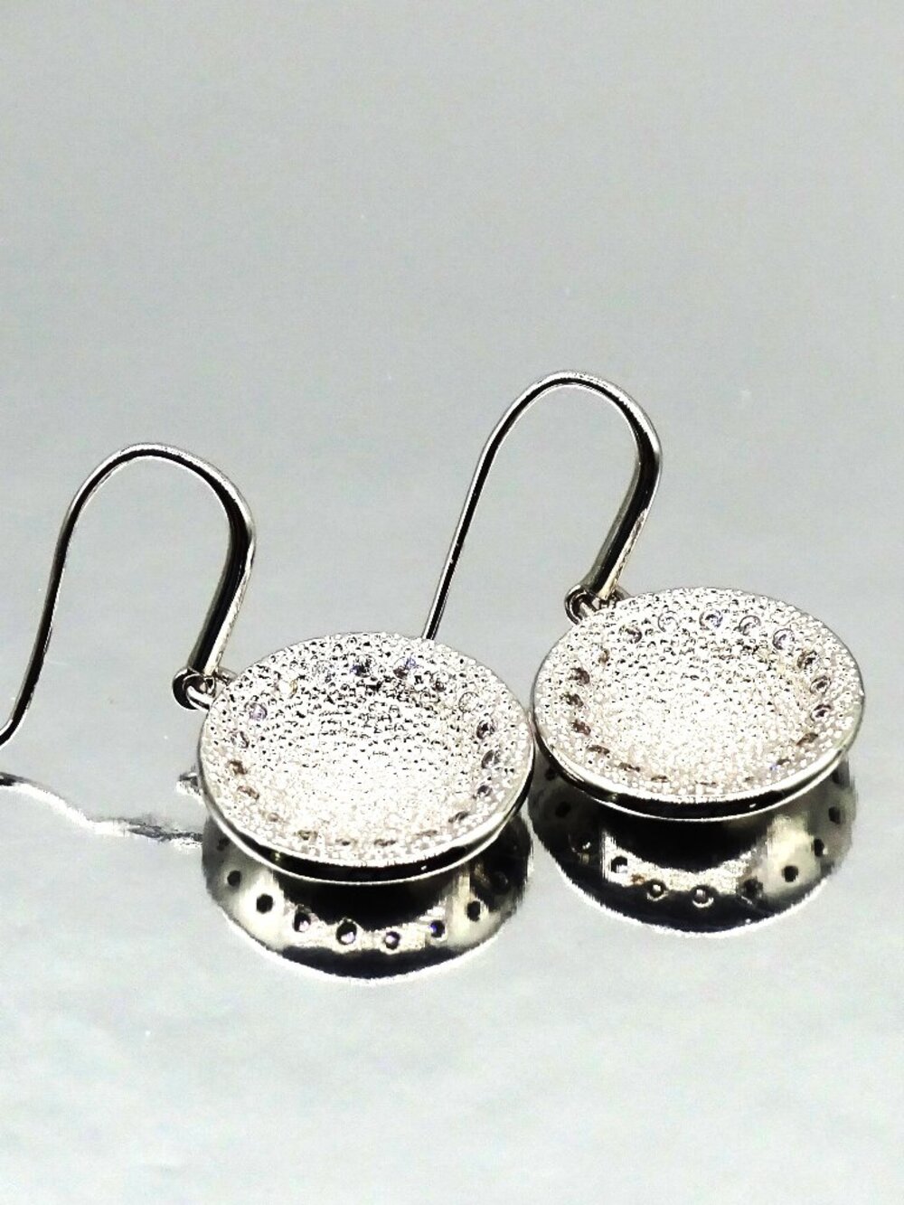 MELINDA MARIA Rhodium Plated and Cubic Zirconia Roudn Dangle Earrings